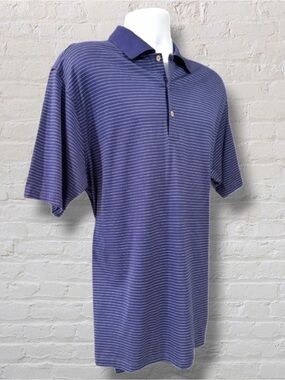 Peter Millar Blue Striped Golf Polo (MF16K05) Men’s Size - Large